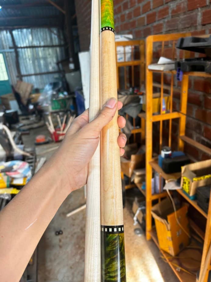 Cơ bida gỗ xanh lá stabwood curly thumbnail 5